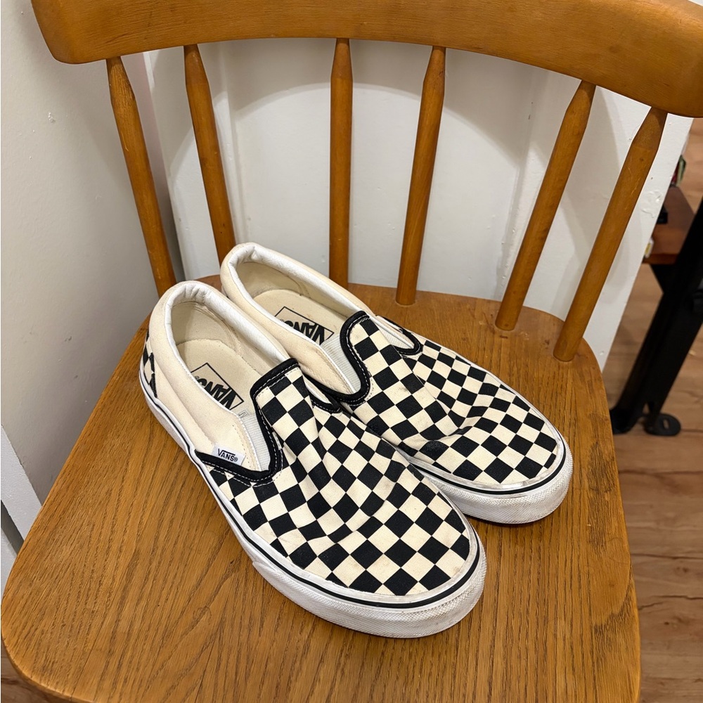 Vans Black and White Checkerboard Slip-Ons